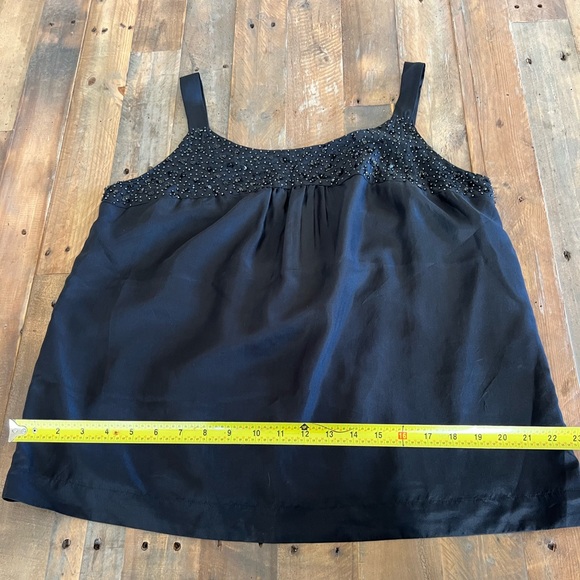 Eileen Fisher 100% Silk Satin Sparkly Silky Beaded Scoop Neck Glitzy Glam Tank - Picture 5 of 11